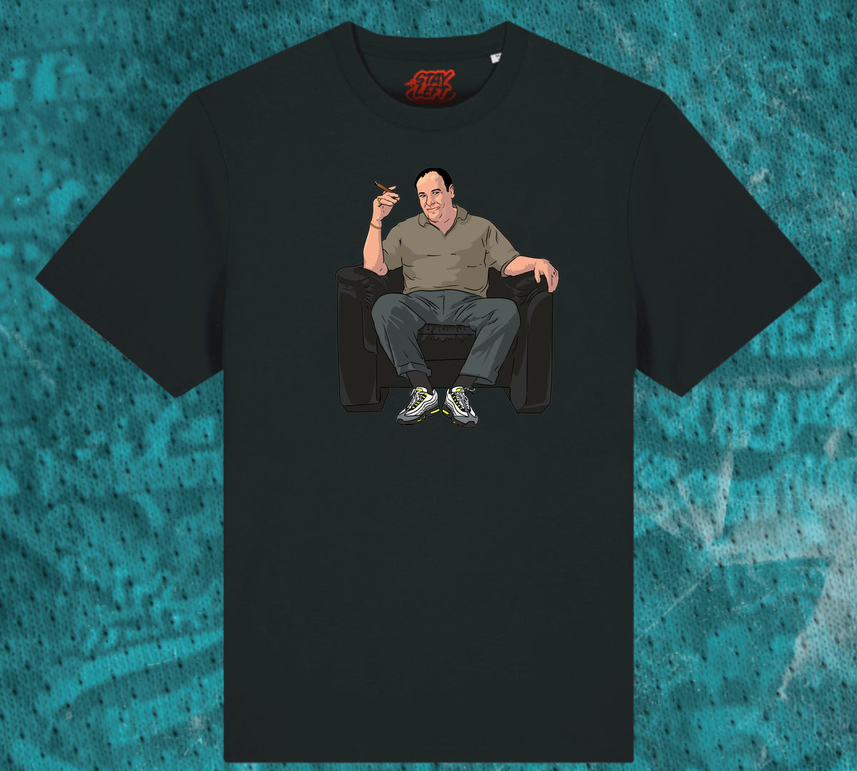 Tony Soprano Air-Marone 95 T-shirt: Tony Soprano in neon Air Max 95 trainers, available in black or white