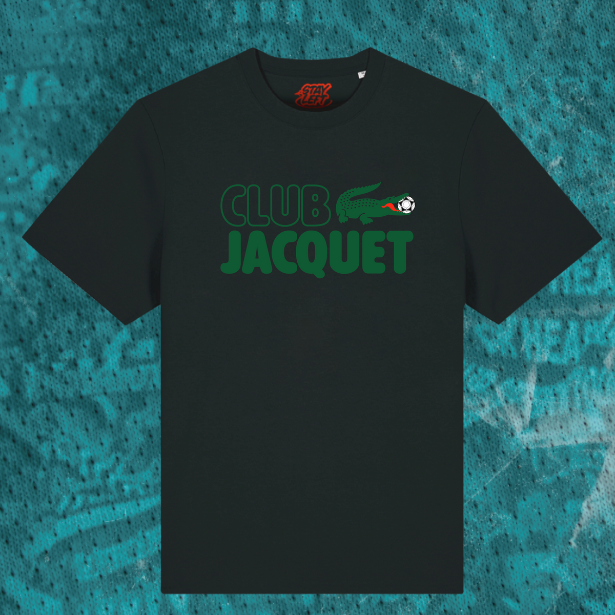 Club Jacquet T-shirt with Club Jacquet logo, available in black or white