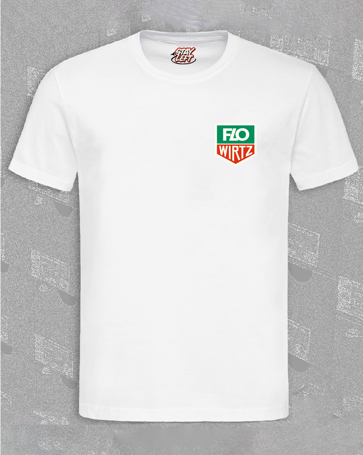 Flo Wirtz Tag chest-print T-shirt with small Florian Wirtz logo, available in black or white