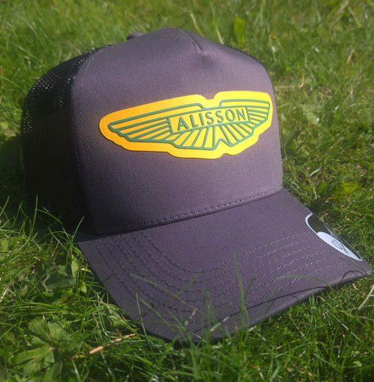 Alisson Aston cap with Aston Martin-style 3D rubberised logo, available in blue, black or grey
