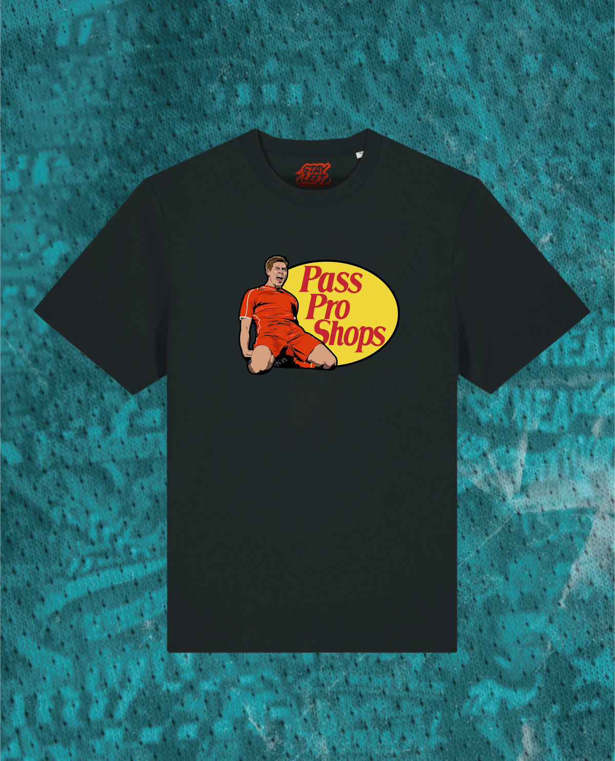 Pass Pro Shops Gerrard T-shirt with Steven Gerrard logo, available in black or white