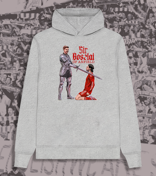 Sir Boszlai Of Anfield hoodie: Dominik Szoboszlai design, available in grey or black