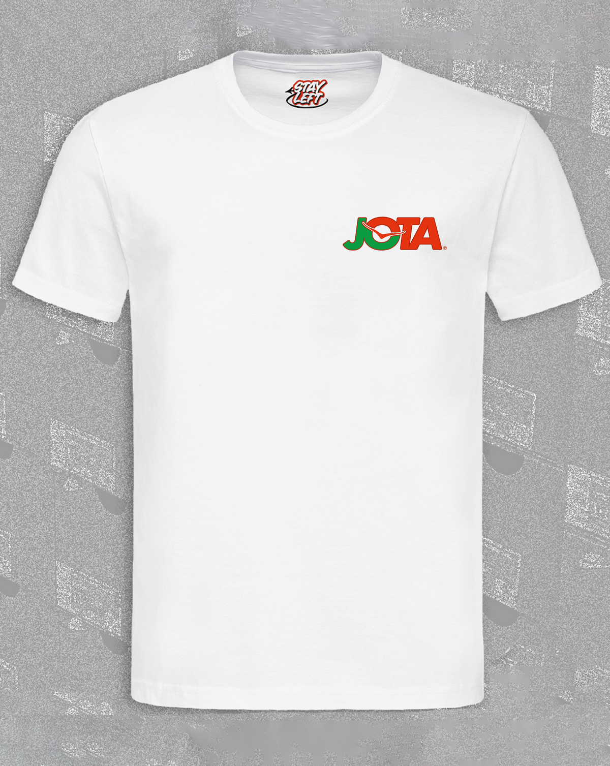 Jota The Slotter chest-print T-shirt with small Diogo Jota logo, available in black or white