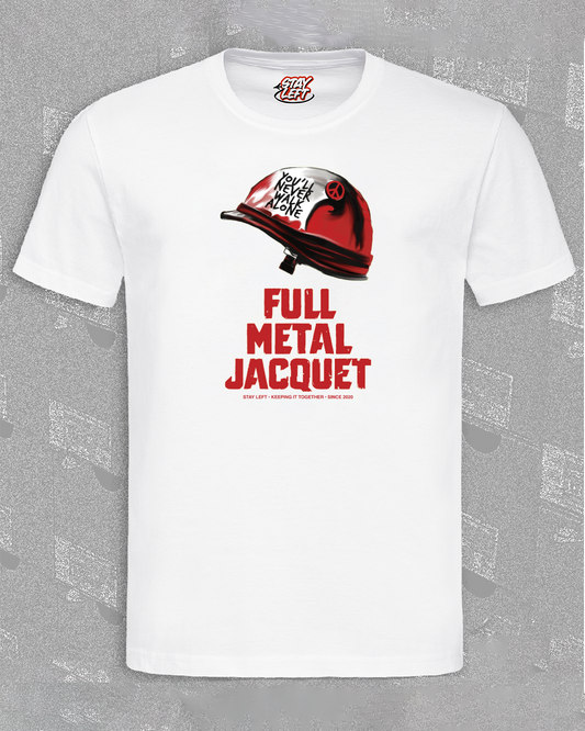 Full Metal Jacquet T-shirt: Full Metal Jacket film parody featuring Jacquet, available in black or white
