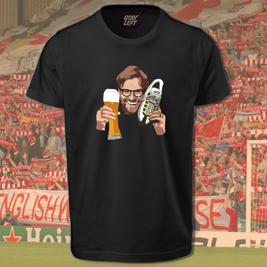 Klopp 95 T-shirt: Jürgen Klopp wearing Air Max 95 trainers, available in black or white