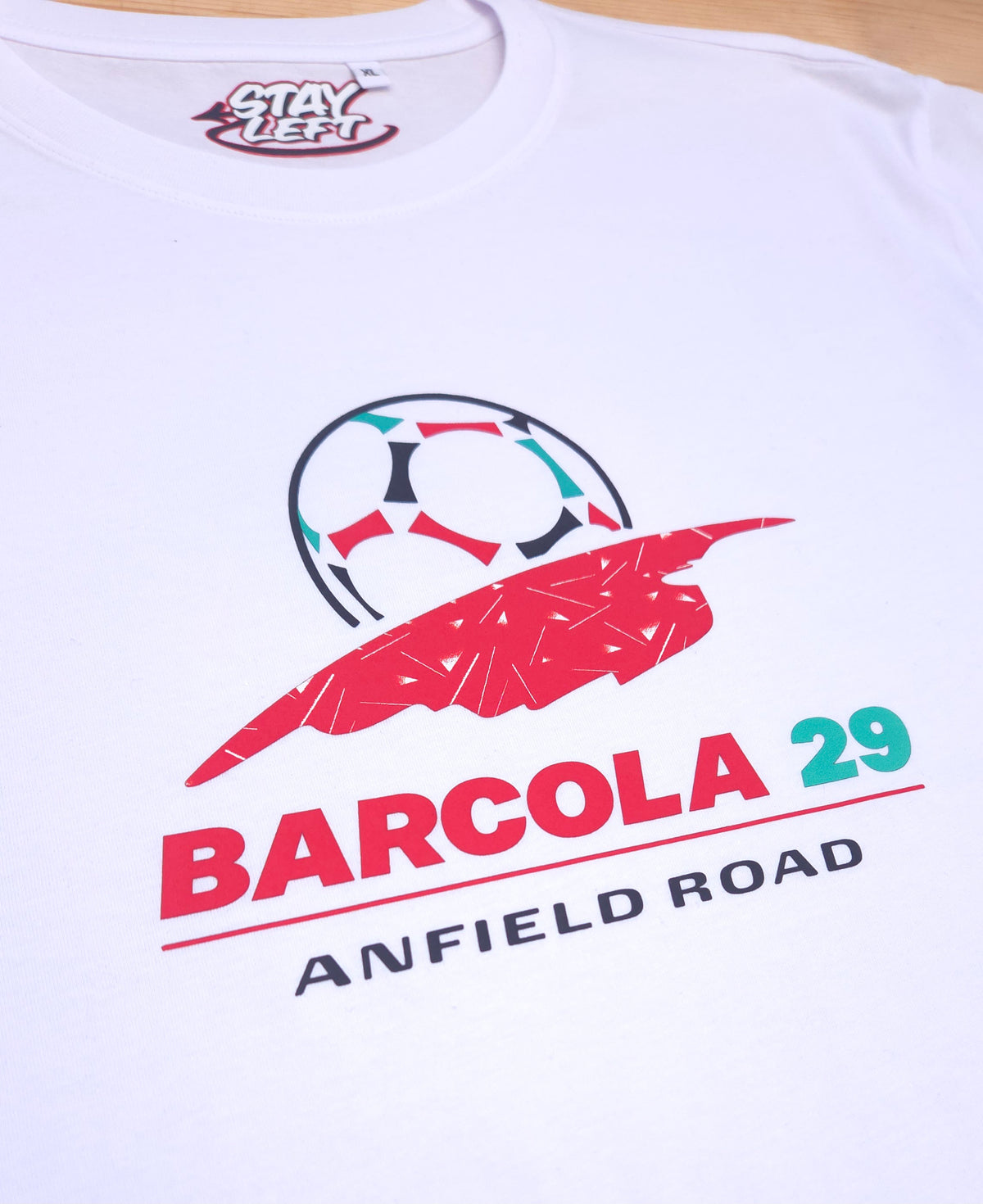 Barcola 29 Anfield T-shirt: France 98-style matchday design, available in black or white