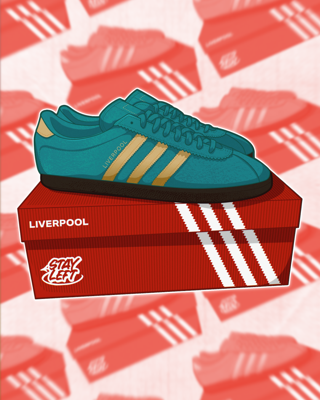 Liverpool T-shirt with Adidas-style logo, available in black or white